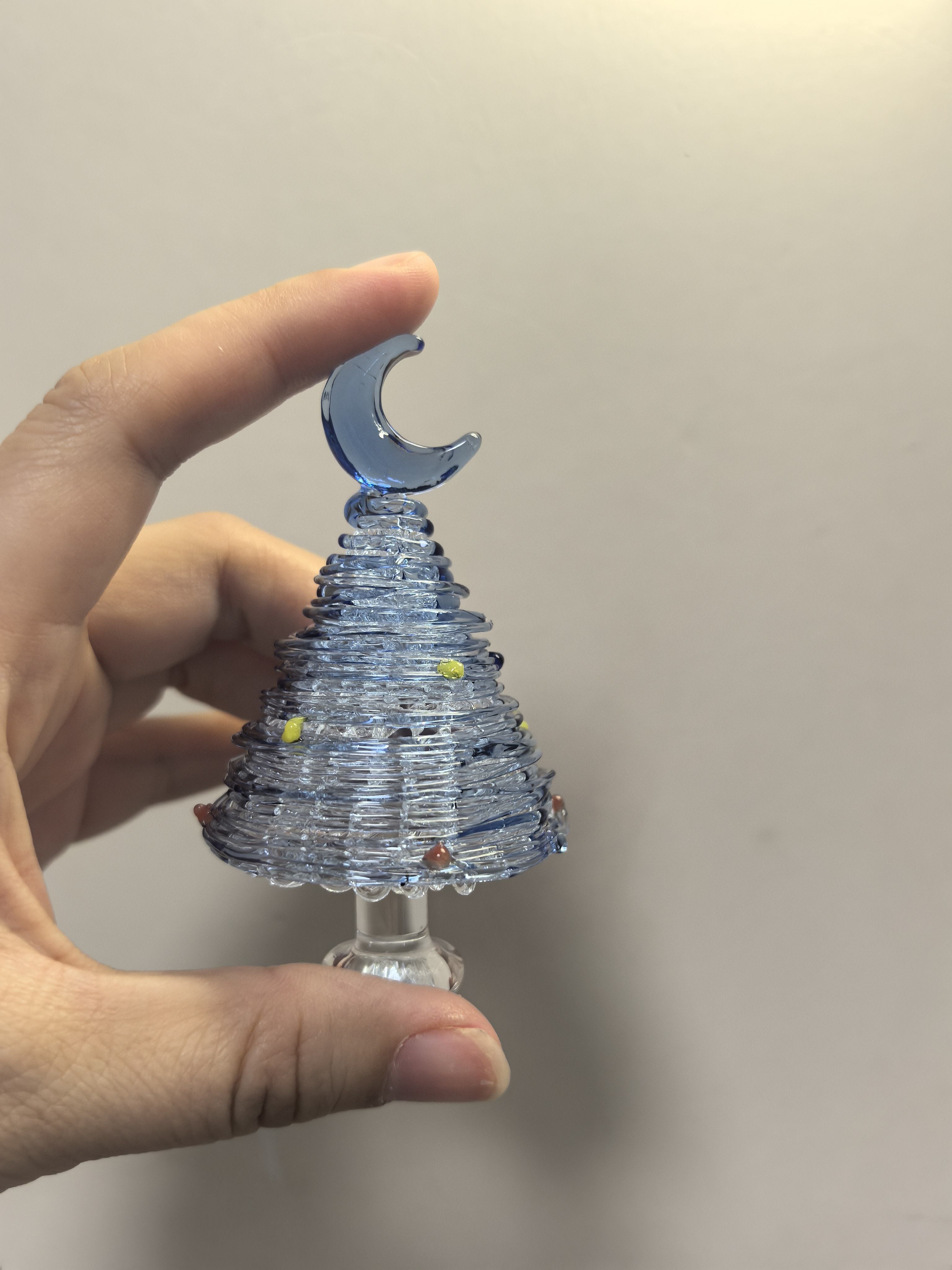 淄博琉璃工艺品摆件儿童圣诞节礼物纯手工玻璃拉丝圣诞树桌面装饰图片