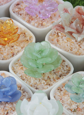 淄博琉璃小摆件多肉仙人掌豆芽盆栽办公室玻璃工艺品礼物