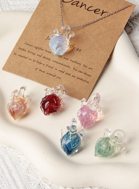 淄博琉璃心脏吊坠玻璃手工饰品水晶项链配饰高级感小众轻奢新款