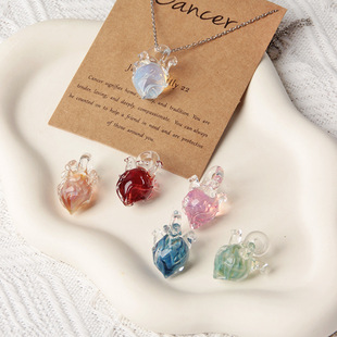 淄博琉璃心脏吊坠玻璃手工饰品水晶项链配饰高级感小众轻奢新款