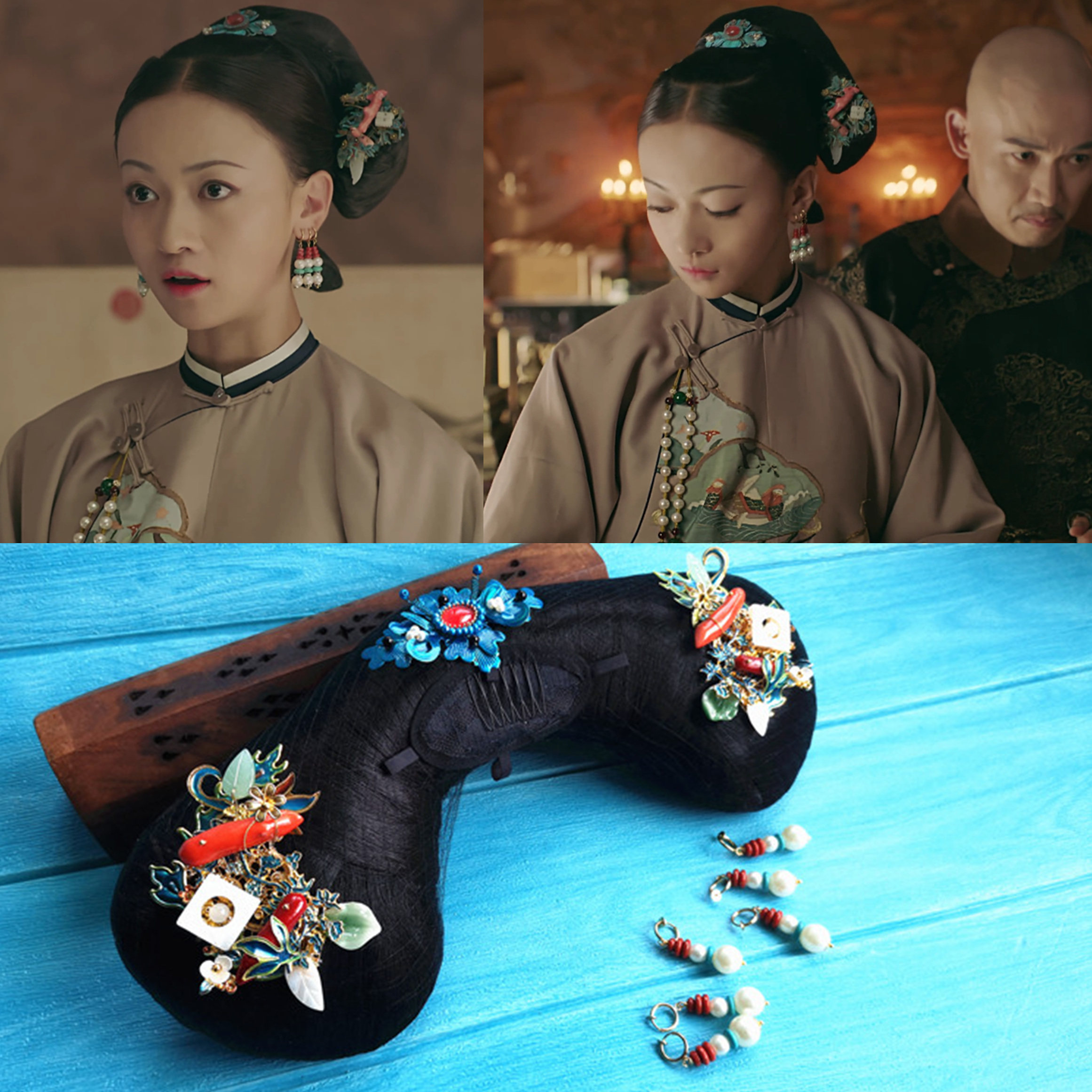 菡萏花开魏璎珞延禧攻略吴谨言皇后妃同款清宫旗头饰写真演出影楼