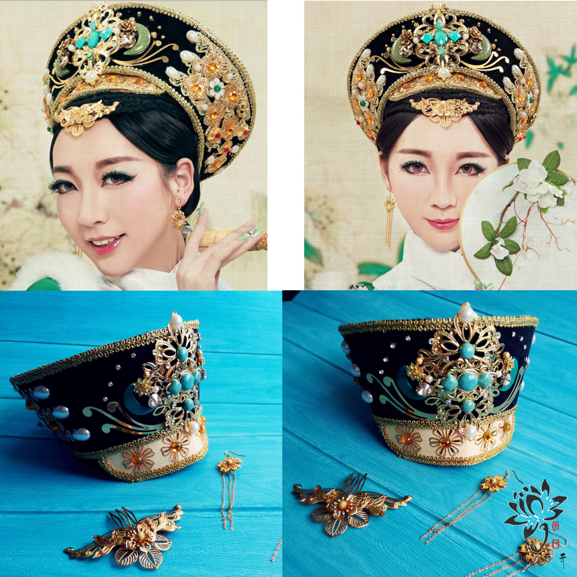 菡萏花开如懿传延禧攻甄嬛传清宫皇后帽花钿钿子钿帽写真影楼剧组