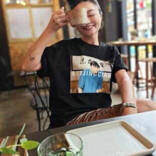 原创京潮BEIJINGCIAGA北京世家短袖重磅纯棉T恤和平女士