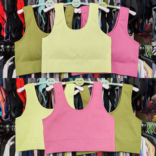 外贸运动内衣瑜伽背心速干无钢圈厚减震跑步可拆胸垫健身大码 文胸