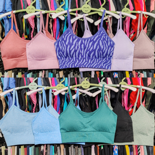 外贸内衣运动健身瑜伽速干细肩带弹可拆垫无钢圈无缝背心跑步文胸