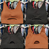 外贸运动内衣可拆卸胸垫瑜伽速干美背无钢圈螺纹跑步健身文胸罩女