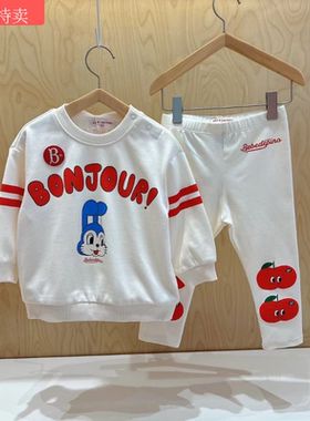 Babyking2024儿童宝宝洋气个性春款 韩版新品苹果米白拉架打底裤