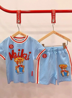 BabyKing 2025BE夏款MaiKai本尼熊天蓝色短袖T恤短裤套装
