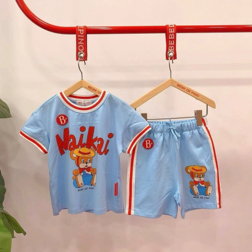 BabyKing 2025BE夏款MaiKai本尼熊天蓝色短袖T恤短裤套装