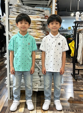 6805白色潮牌男童装短袖POIO杉夏季新款翻领帅气中大儿童保罗衫