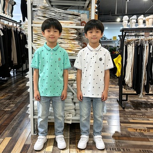 6805白色潮牌男童装短袖POIO杉夏季新款翻领帅气中大儿童保罗衫