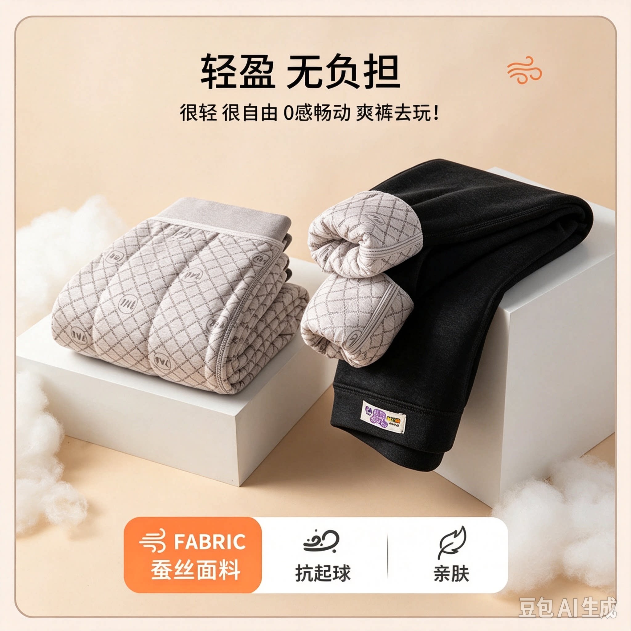 2509圣蚕儿童三层蚕丝7A抗菌热感裤男女中大童校服内穿加厚保暖裤