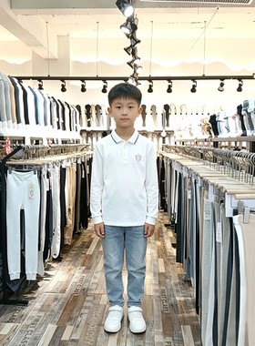 31701 儿童加绒长袖Polo衫95棉氨纶男女童秋冬翻领保暖打底上衣