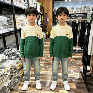 20706米吉丽奇男童波浪条纹薄款180%棉中大童春秋打底针织衫新款