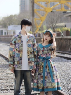 日常宽松印花衬衫 原创定制 古董标签Lolita复古美式 size over