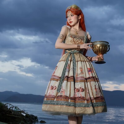 ◆原创定制◆莎草物语Lolita优雅日常异域埃及风吊带裙JSK