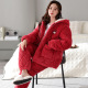 女款 夹棉睡衣冬天三层加厚保暖珊瑚绒棉袄连帽甜美可爱家居服套装
