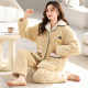 加绒加厚可外穿家居服棉袄套装 睡衣女秋冬季 珊瑚绒夹棉2023年新款
