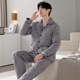 男士 三层夹棉睡衣冬天加厚加绒纯棉保暖棉袄防静电青年家居服套装