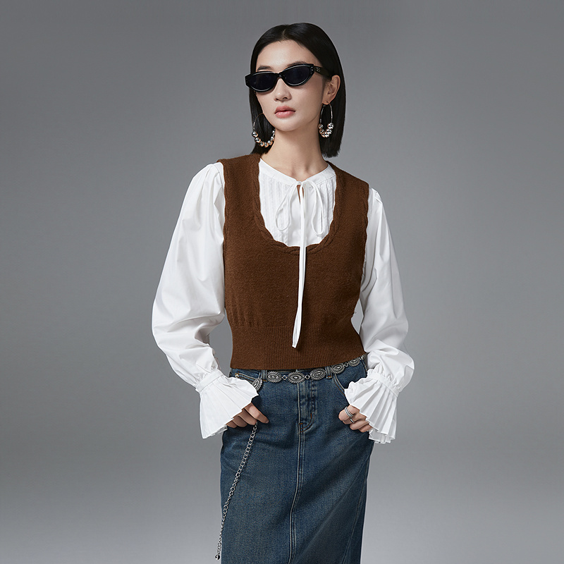 普普风马甲背心针织复古文艺学院感官方旗舰店商场同款PD1B21953S