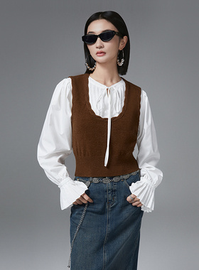 普普风马甲背心针织复古文艺学院感官方旗舰店商场同款PD1B21953S