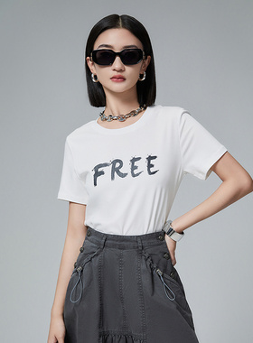 普普风福瑞印花T恤女2024新款小个子气质显瘦百搭上衣21239