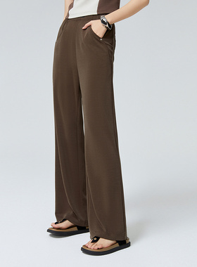 普普风2025新款垂感软糯松紧阔腿长裤女高腰宽松显瘦百搭22247L