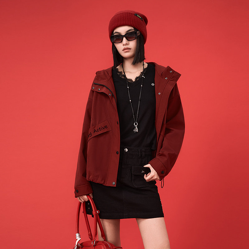 普普风商场同款简约休闲连帽宽松外套立体字母印花撞色棉服外套女,女装/女士精品,短外套,淘宝优惠券,粉丝福利购,淘宝优惠卷