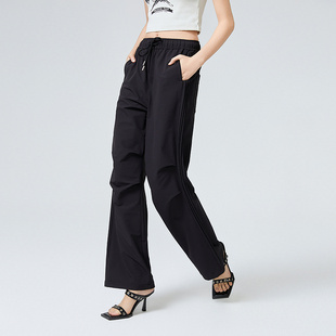 子女休闲裤 裤 工装 简约帅气户外工装 质感设计师款 普普风黑色阔腿裤