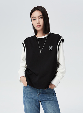 普普风商场同款时尚宽松圆领卫衣套装学院运动风卫衣两件套23149