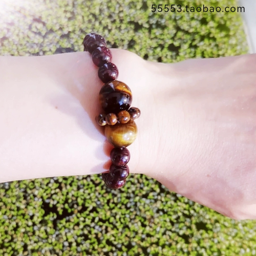 新款8mm石榴石12mm虎眼石跑圈手链女款时尚简约珠子手串饰品百搭