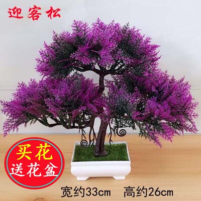 【花+盆】迎客松小树塑料花假花仿真花盆栽仿真绿植家居室内摆件