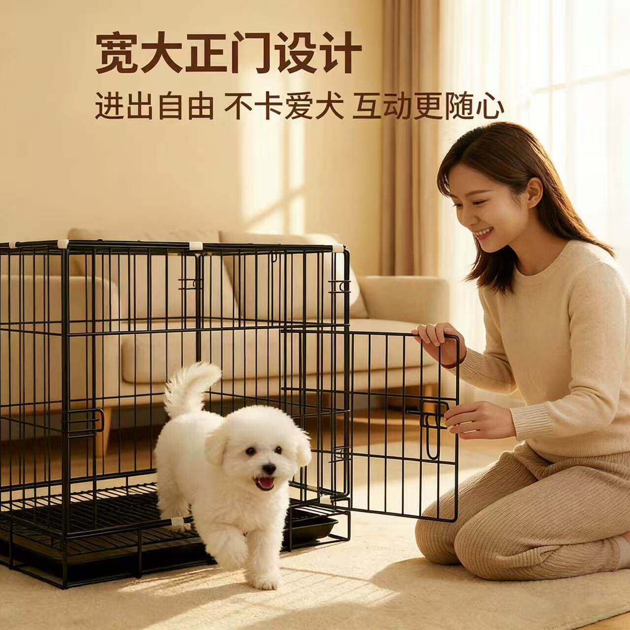 狗笼子小型犬室内带厕所家用泰迪比熊中型犬柯基边可折叠宠物猫笼