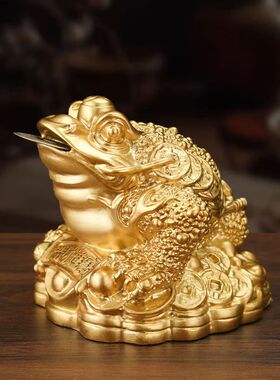 铜制三足金蟾招财摆件纯铜店铺办公室风水旺财蟾蜍黄铜金蝉手把件