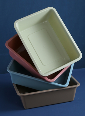 PP塑料筐大号展示盒冰盘超市零食收纳盒白色长方形无盖麻辣烫商用