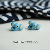 蓝色小象 小巧卡通趣味可爱搞怪少女多巴胺甜美百搭 耳钉耳饰耳环