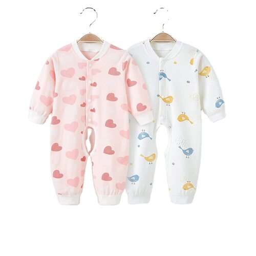 婴儿连体衣春秋季开裆宝宝衣服新生儿开档哈衣爬爬服睡衣条纹