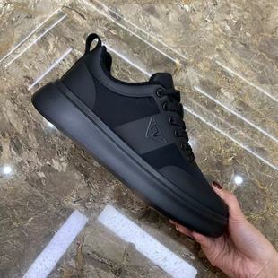 秋冬新款男鞋透气莱卡布面男士休闲鞋系带网面板鞋子百搭黑色平底