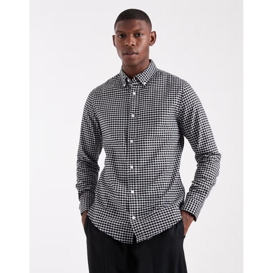 美女当家英国代购2025新款时尚商务格子通勤设计感型男长袖衬衣帅