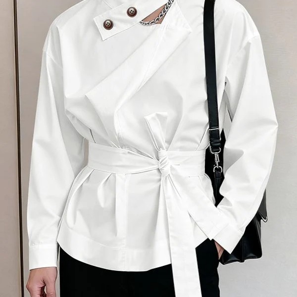 赞美女当家英国代购2025新款设计感修身通勤男士时尚休闲长袖衬衣