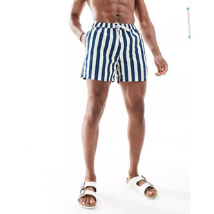 系带游泳度假男士 美女当家英国代购 简约条纹短裤 2024年夏季 沙滩裤
