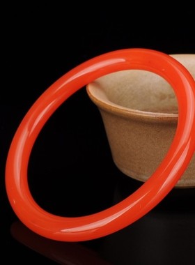 天然新疆和田玉红玉玉镯子少女古风圆条玉石手镯女款叮当镯手链