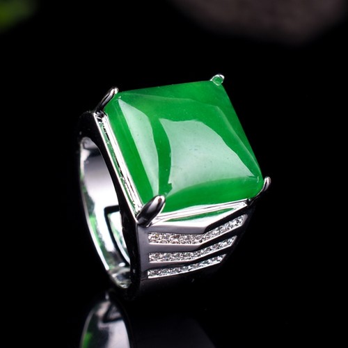 冰种a货翡翠蛋面镶嵌戒指天然