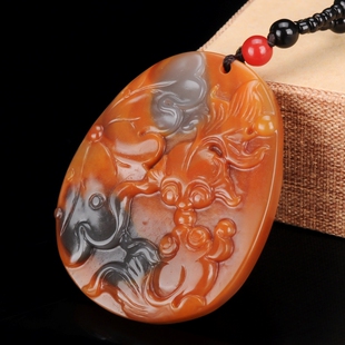 黄龙玉富贵鱼相濡以沫恩爱夫妻吊坠连年有余男女款玉鱼吊坠毛衣链