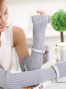 毛线半指键盘女士加长保暖手套
