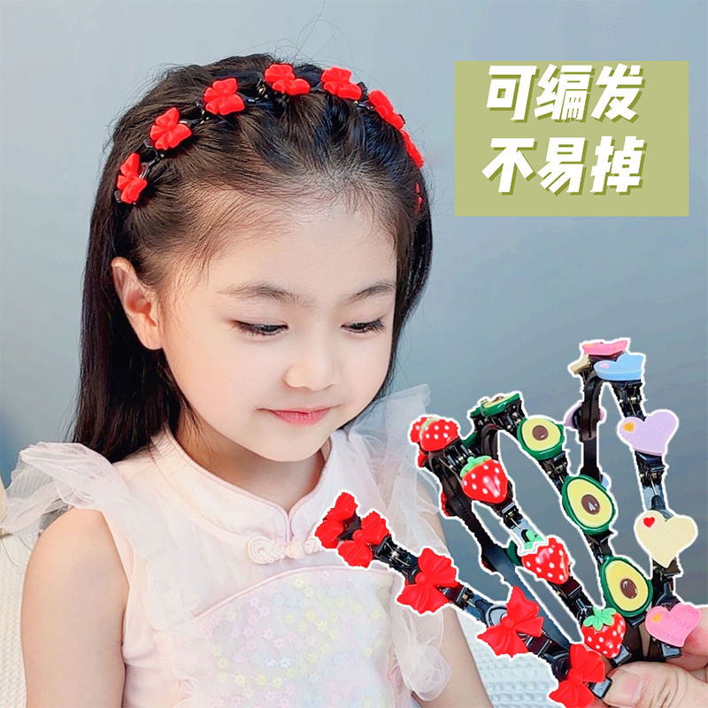 夏季儿童编发草莓头箍立体小孩网红时尚防滑碎发卡发箍可爱发饰