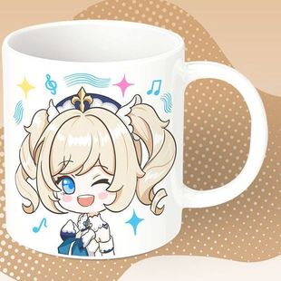 原神Q版周边陶瓷马克杯早餐勺子情侣咖啡茶杯办公水杯礼物