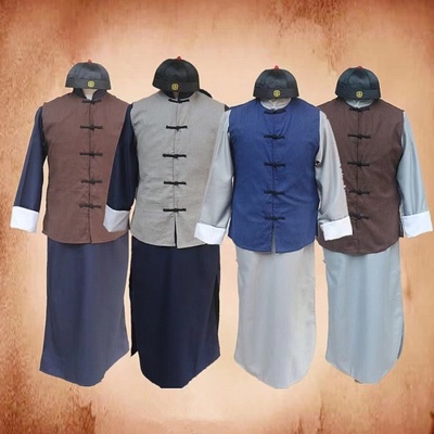 出租民国装清朝古装长衫马甲套装管家服装中式长袍大褂演出服老爷