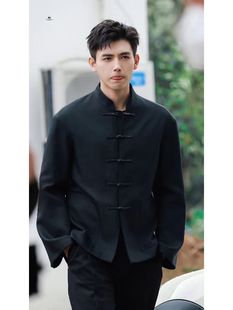 出租新中式垫肩中山装立领西服外套男女班服套装国风唐装租赁