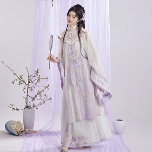 出租汉服女明制立领长衫云肩齐腰马面裙套装簪花学生毕业伴娘拍照